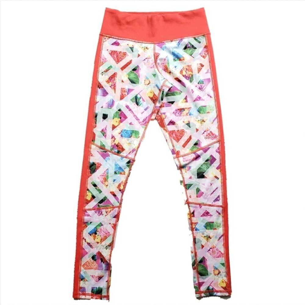 adidas Floral Climalite Workout Leggings XS Zendaya Collab Running Yoga‎ Fitness
